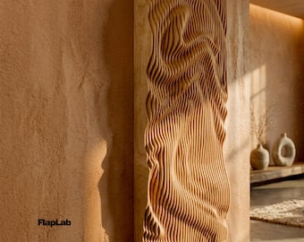 3D Parametric Wood Wall Art Panel Type C, Modern Wavy Decoration (Digital Download)