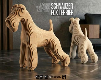Laser Cut Fox Terrier Schnauzer Sculpture | 3D Parametric Design (Digital Download )