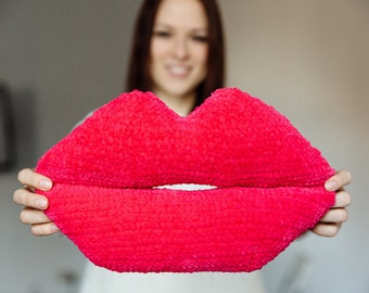 Tutorial de crochet, patrón de peluche de crochet fácil, labios de almohada de crochet, patrón de decoración de crochet, labios de crochet, peluche de crochet, patrón de crochet