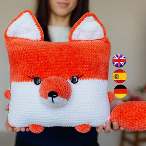 Crochet pattern fox, crochet pillow fox, amigurumi pattern fox, amigurumi fox pattern, crochet toy fox, crochet plush fox, crochet decor