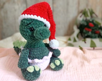 Crochet pattern dino, crochet christmas toy, amigurumi christmas pattern, crochet dino pattern,christmas crochet decor, plusie dinosaur