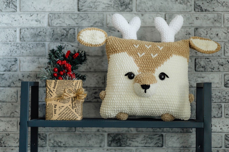 Crochet Christmas pattern, amigurumi deer pattern, crochet plush deer, crochet pillow pattern, Christmas crochet toy, crochet christmas deer image 5