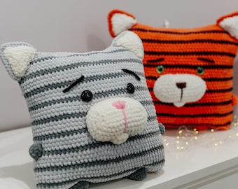 Patrón de gato a crochet, patrón de gato Amigurumi, decoración de almohada de crochet, regalo del día de las madres, patrón amigurumi, patrón de juguetes a crochet fácil
