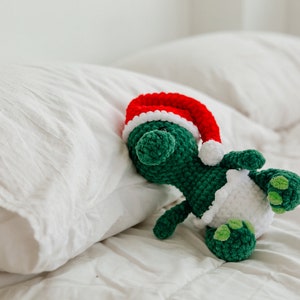 Crochet pattern dino, crochet christmas toy, amigurumi christmas pattern, crochet dino pattern,christmas crochet decor, plusie dinosaur image 9