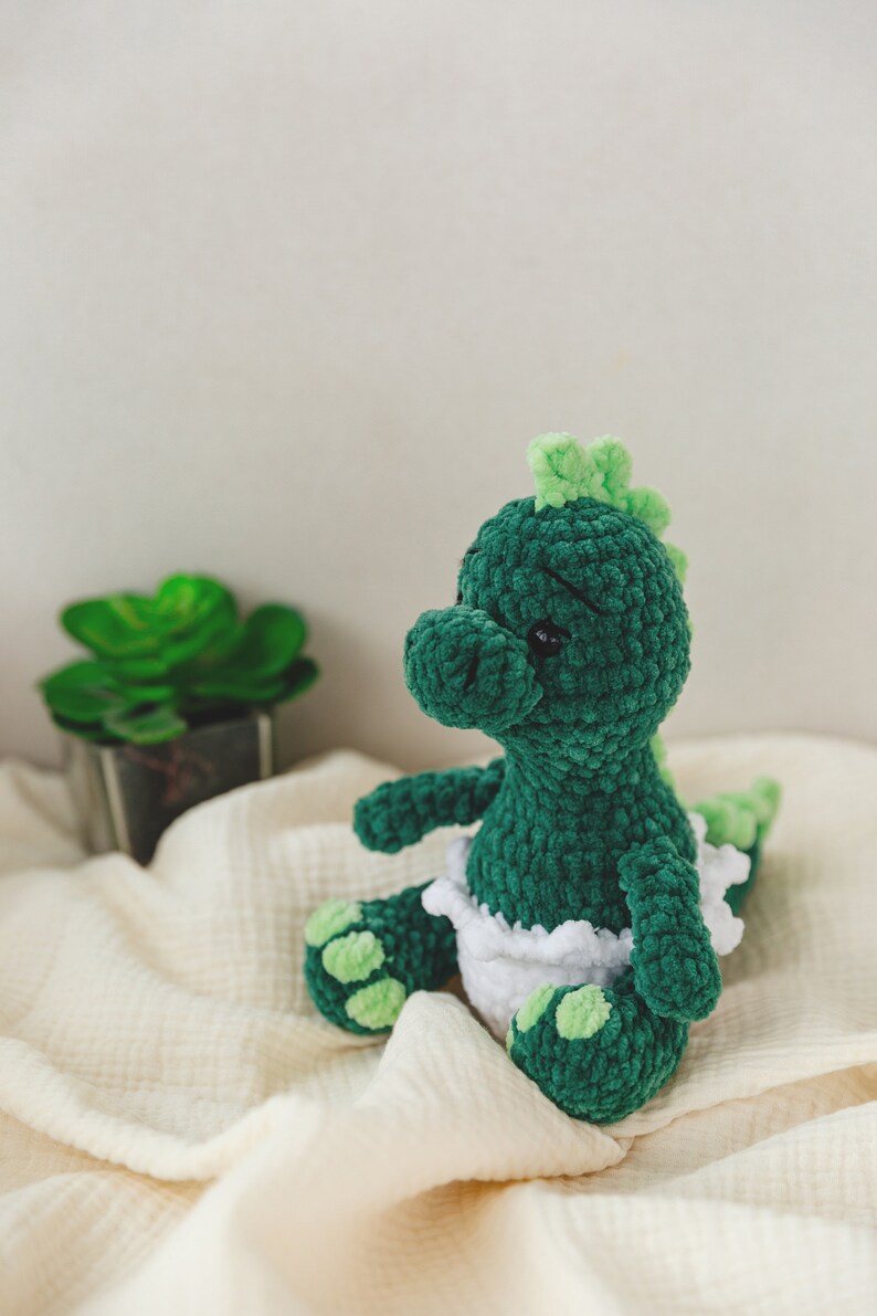 Crochet pattern dino, crochet christmas toy, amigurumi christmas pattern, crochet dino pattern,christmas crochet decor, plusie dinosaur image 6