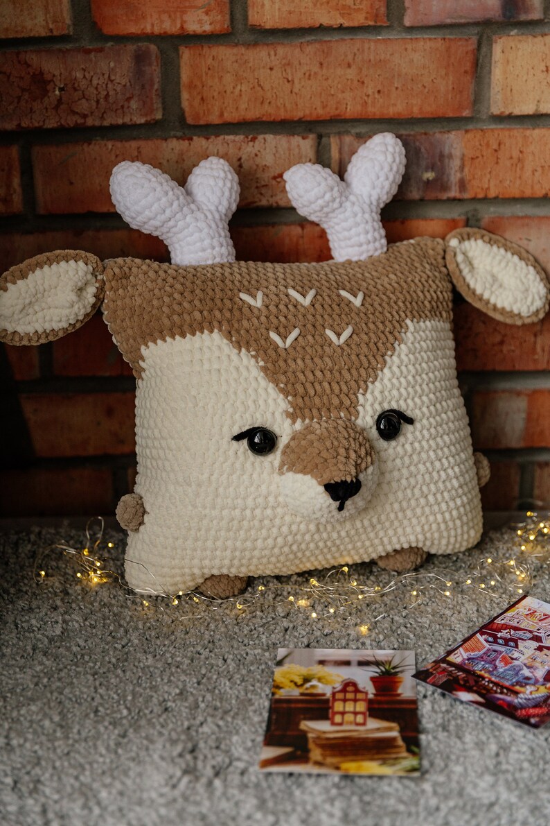 Crochet Christmas pattern, amigurumi deer pattern, crochet plush deer, crochet pillow pattern, Christmas crochet toy, crochet christmas deer image 7