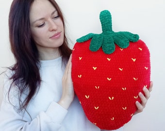 Crochet pattern strawberry, crochet strawberry, amigurumi strawberry, crochet pillow strawberry, crochet pillow pattern, cottagecore pillow