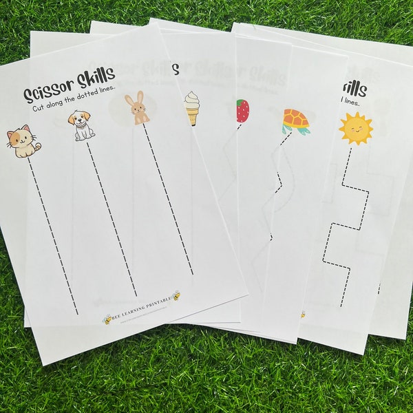 Schaarvaardighedenpakket - Schaarvaardigheidsbundel - Schaarpraktijk / afdrukbare activiteit - Bee Learning Printables