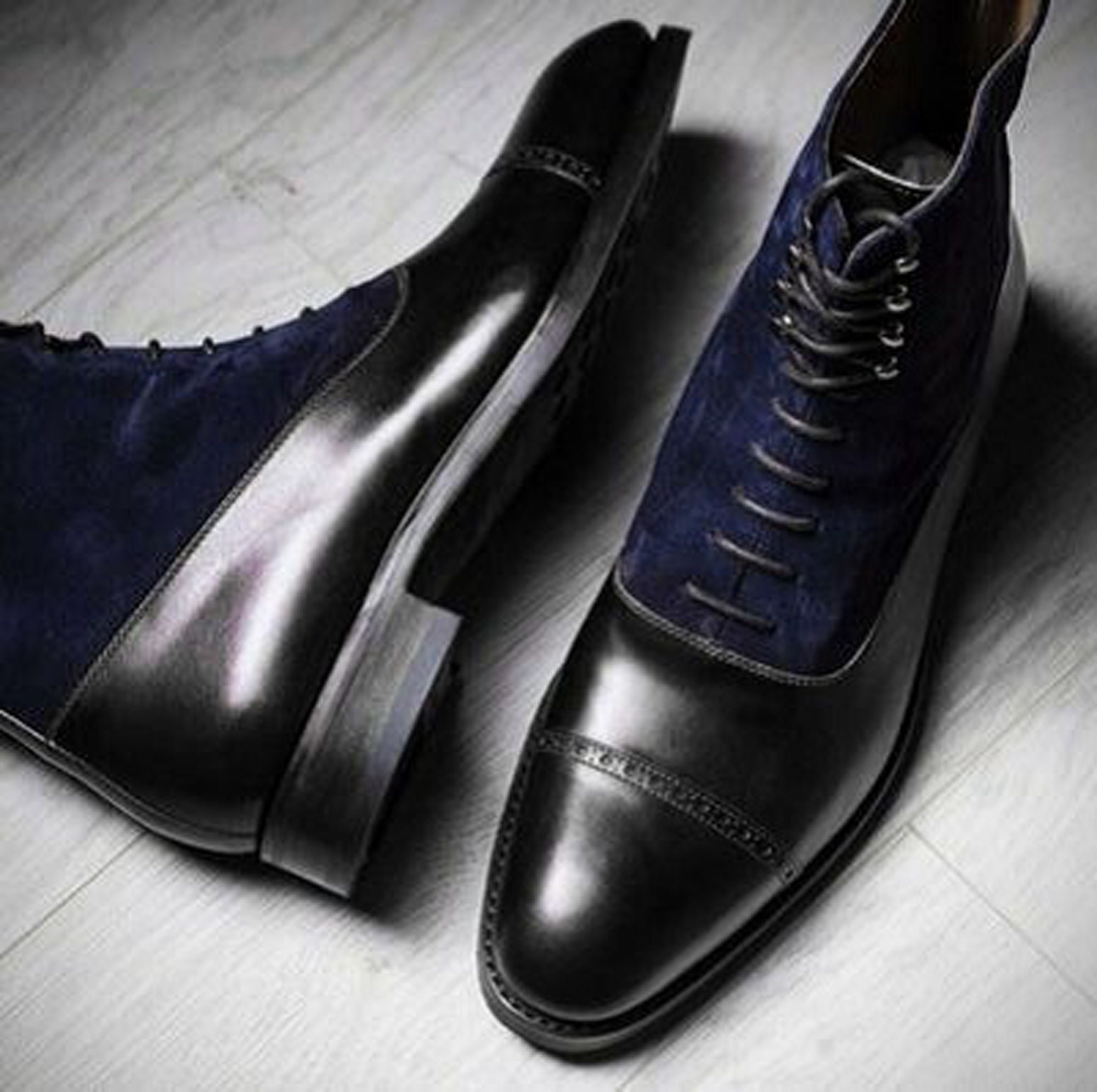 Handmade Ankle High Blue \u0026 Black Colour 