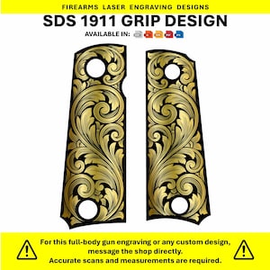 SDS 1911 Grip Engraving Vector – Filigran Scroll CNC-laserdesign (digital nedladdning)