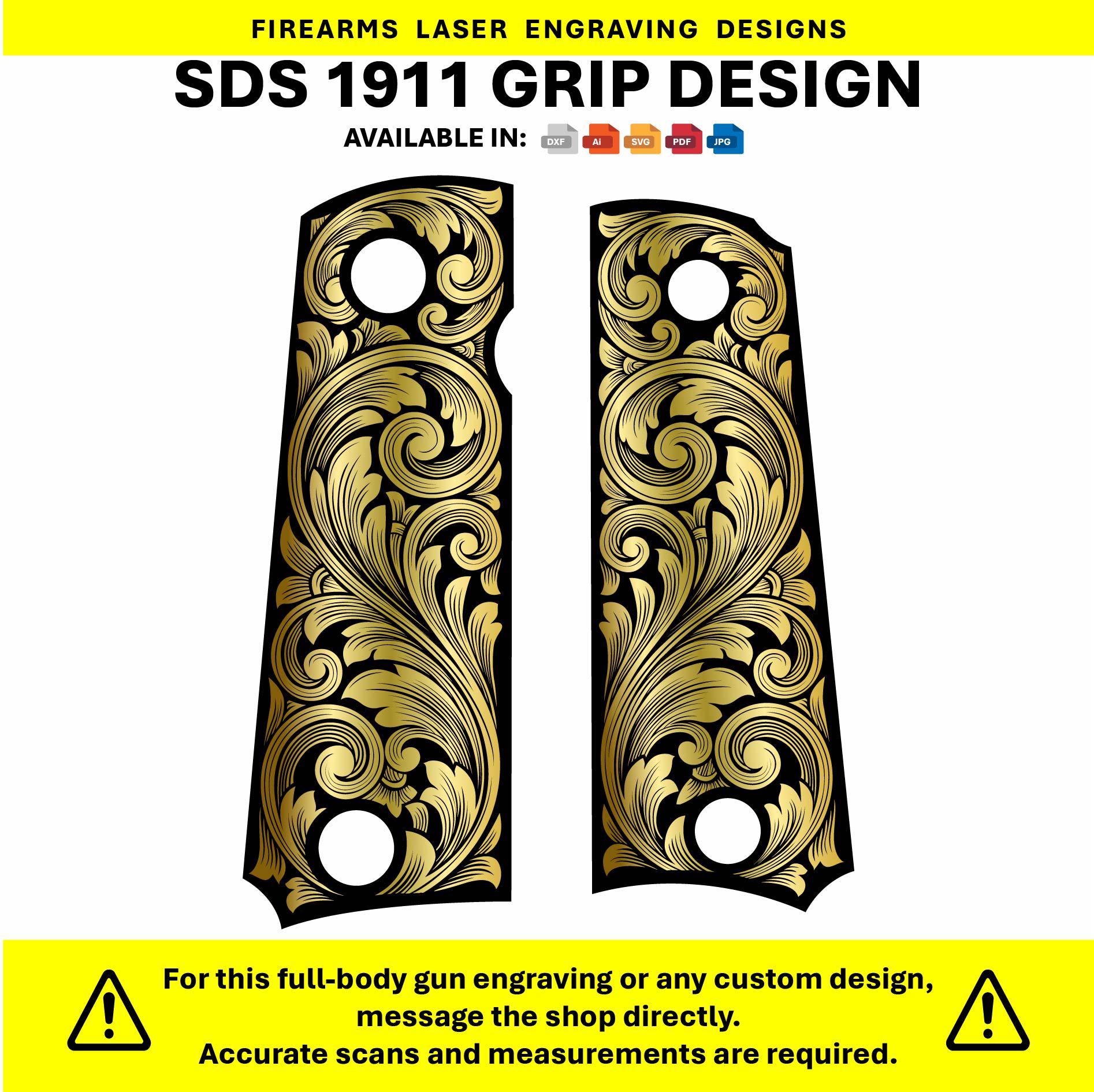 1911 full size custom engraved imitation ivory grips Grim Reaper