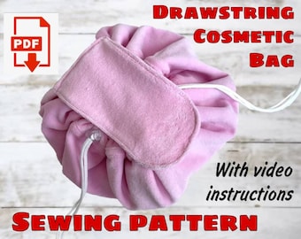 Drawstring Cosmetic Bag Sewing Pattern With Video Instructions