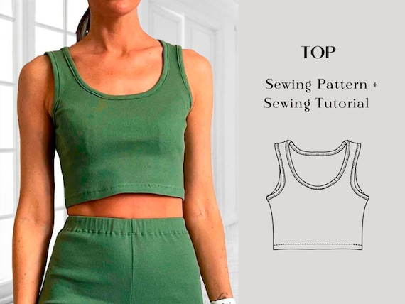 Yoga Top Sewing Pattern 10 Sizes and Instructions, Womens Tops Sewing Pattern, Easy Crop Top, Workout Bra, Gym Top