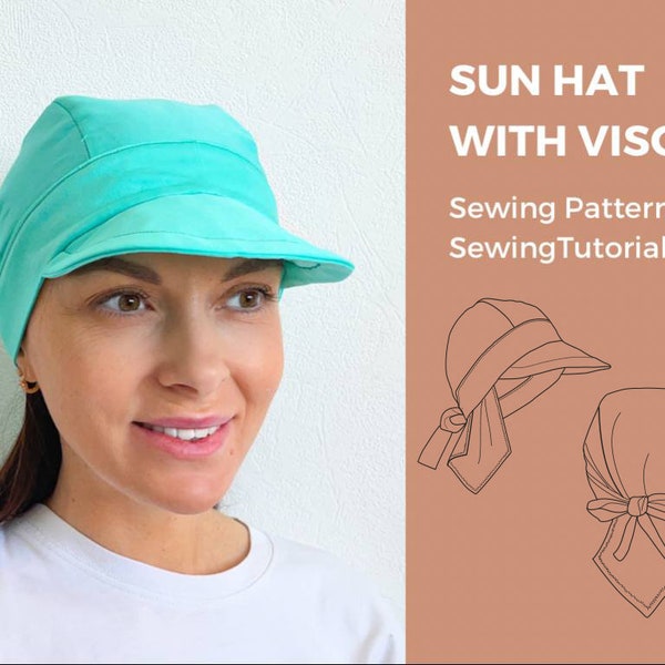 Adjustable Sun Hat With Visor Sewing Pattern And Instructions, Bandana, Headwrap, Headband, Baby, Kid, Toddler, Infant, Adult Sizes