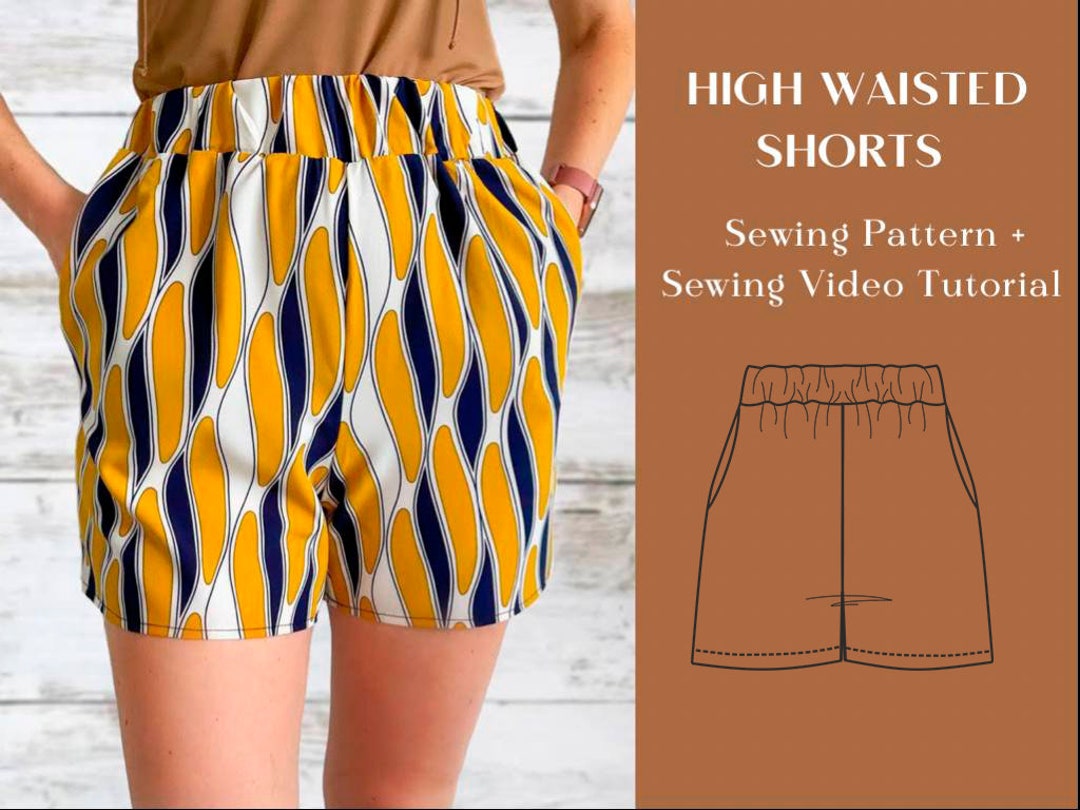 High Waisted Shorts Sewing Pattern and Video Instructions Beach Shorts ...