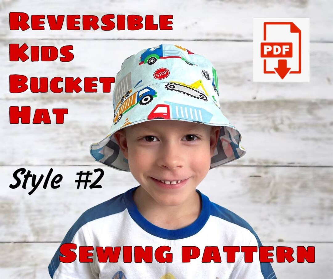 Reversible Bucket Hat for Children Style2 Sewing Pattern and