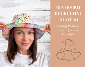 Reversible Bucket Hat Schnittmuster und Video-Anweisungen, Super Easy Sun Hat Für Anfänger, PDF Bucket Hat, Double Side Bucket Hat