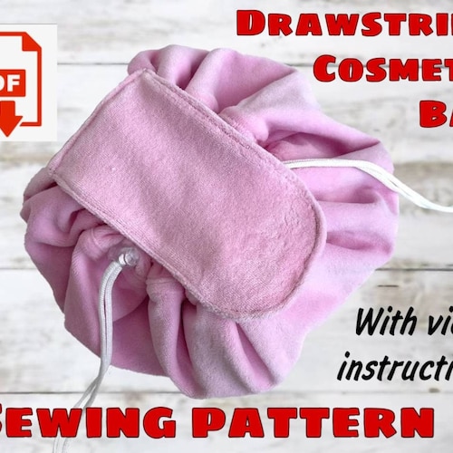 Drawstring Cosmetic Bag Sewing Pattern With Video Instructions Etsy