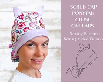 Cat Ear Scrub Hat - Etsy