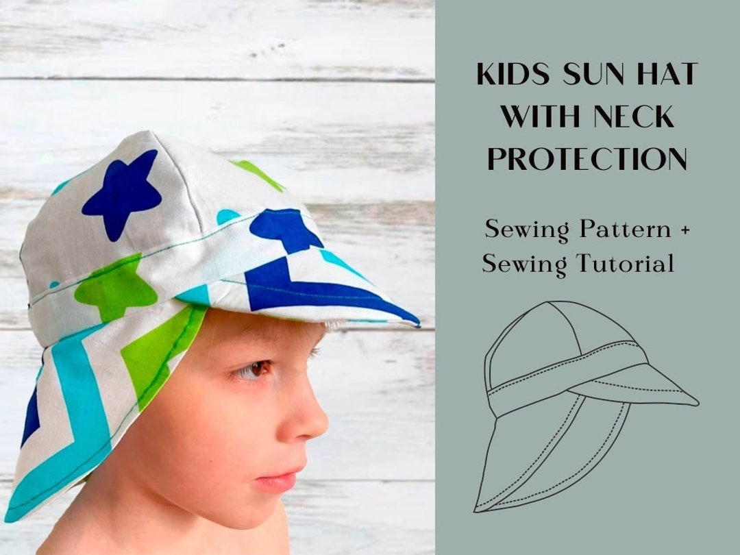 Kids Sun Hat With Neck Protection Sewing Pattern, Toddler Sun Hat