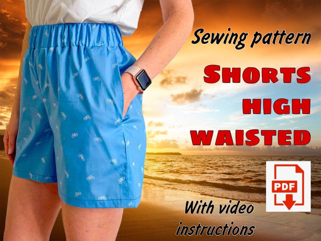 High Waisted Shorts Sewing Pattern and Video Instructions - Etsy