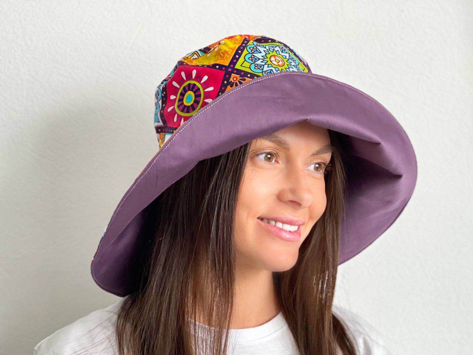 Reversible Ruffle Brim Sun Hat w/Stitched Edge