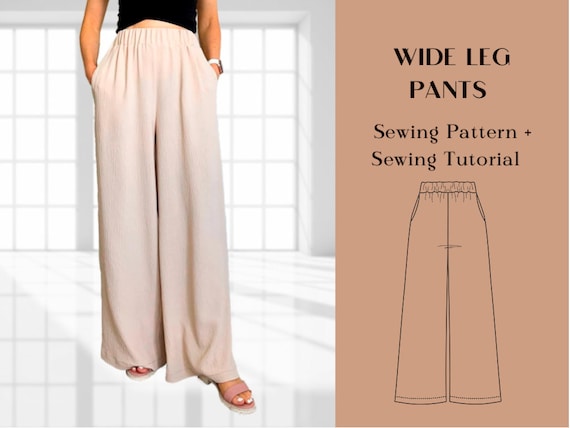 Wide Leg Pants for Women Sewing Pattern in 5 Sizes and - Etsy