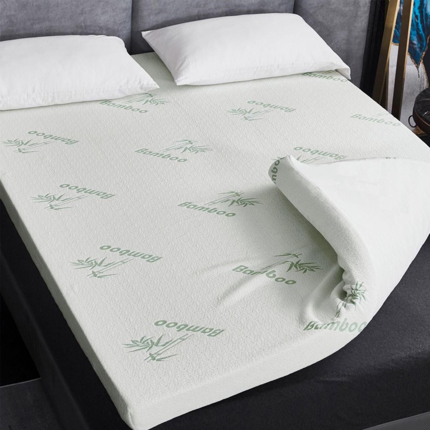 LINSY LIVING Topper Materasso In Memory Foam Al Carbone Di Bambù 9,5 Cm - Raffreddante, Copertura In Fibra Di Bambù, Matrimoniale - 3