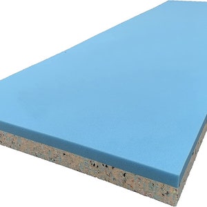 May include: A light blue foam mattress topper with a brown and beige base.
