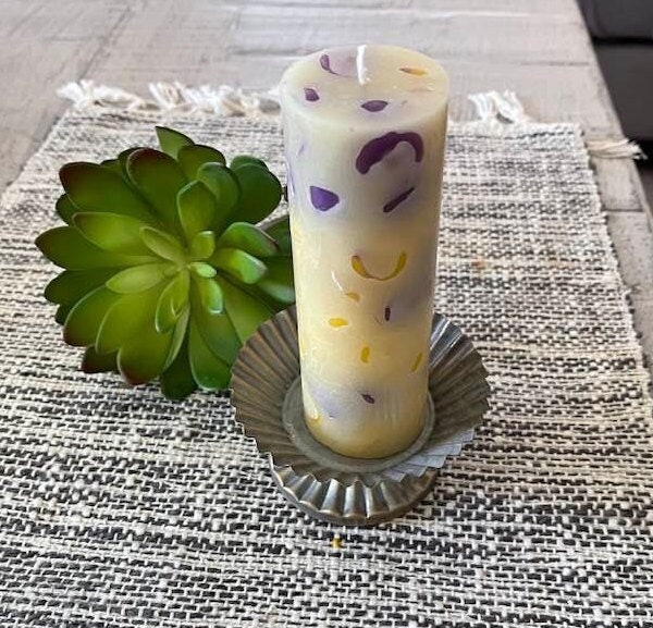 Beeswax Pillar Candle Handmade Hazelnut Cream Luxury Candle Etsy