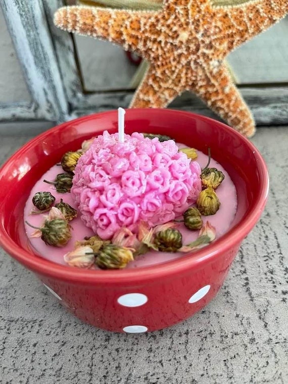 Soy Container Candle Rose Petal Gelato Scent Handcrafted Etsy