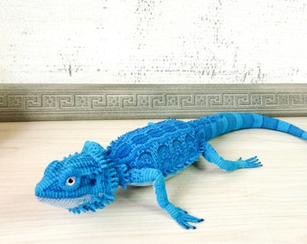 かぎ針編みの青ヒゲトカゲ：リアルな編みぐるみのトカゲの置物 - Etsy 日本
