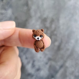Custom extremely micro BEAR Dollhouse miniature tiny bear 0.6 inch. Doll pet bear. Mini animal. Collectible figurine. Friend gift.