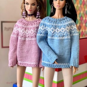 Knitted jacquard sweater for 12 inch Poppy Parker, Nu Face, Fashion Royalty, Integrity Toys, Mizi JHD Fashion dolls and 1/6 scale dolls