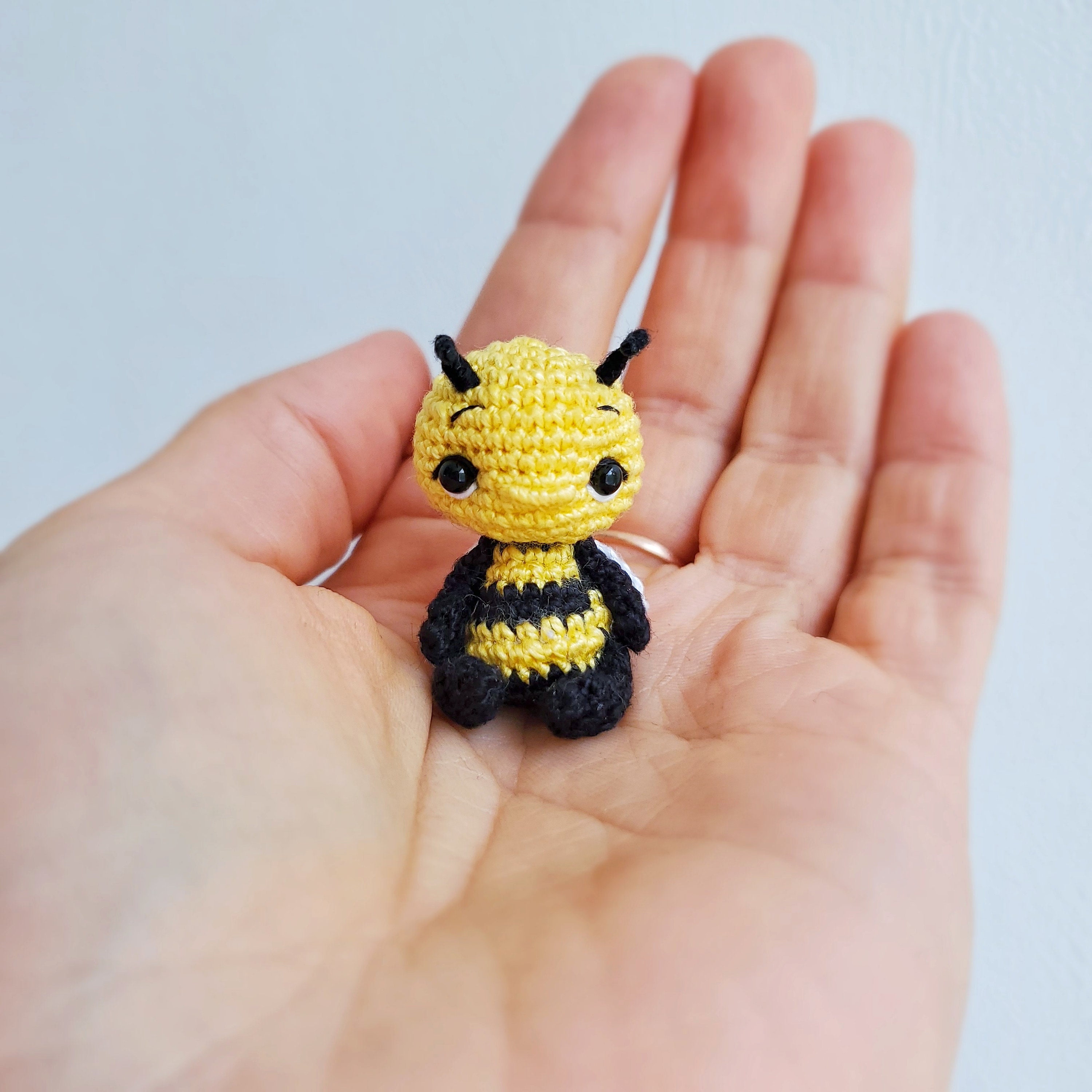 Mini Crochet Bee: Collectible Amigurumi Bumble Bee Figurine - Etsy