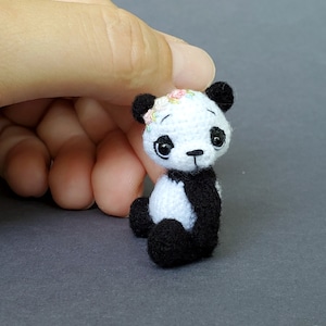 Custom mini Panda Dollhouse miniature tiny Panda bear. Doll pet bear. Mini animal. Collectible figurine. Friend gift.