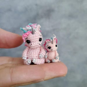 Custom Set of mini Unicorn+micro Unicorn, Dollhouse miniature Unicorn, happy parents. Collectible figurine. Gift for baby shower, mother