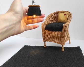 Lampe pour maison de poupée avec batterie + tapis moelleux et doux