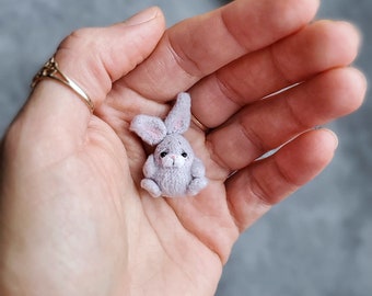 Custom micro bunny- egg. Easter gift, Dollhouse miniature tiny lapin. Doll pet rabbit. Mini animal. Collectible figurine. Friend gift.