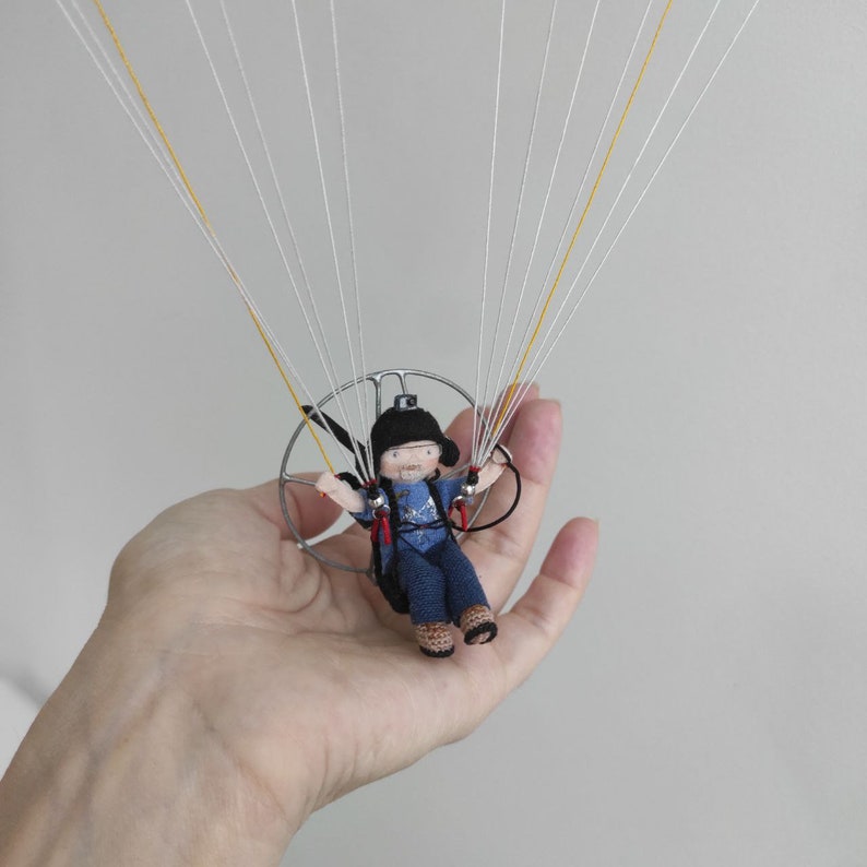 Paraglider PPG, Felt miniature, Mini Paraglider, small model, gift for sportsman, Felt Paraglider, Paragliding, Paramotoring. Gleitschirm image 5