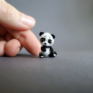 Custom micro BEAR Dollhouse miniature tiny Panda bear. Doll pet bear. Mini animal. Collectible figurine. Friend gift.