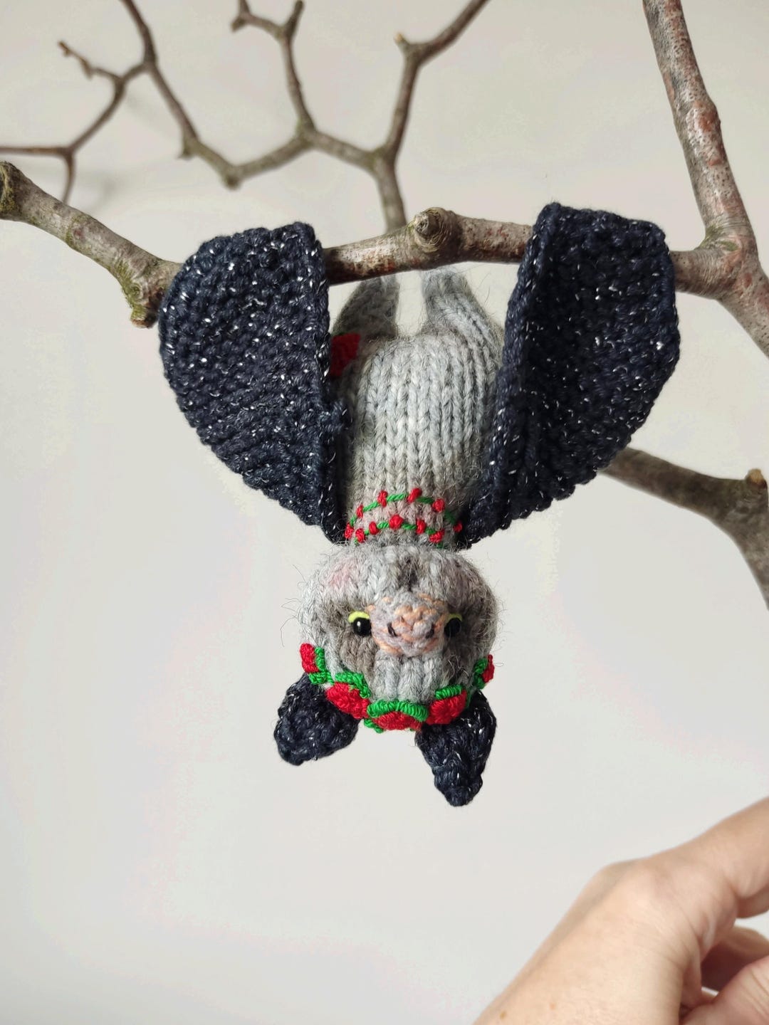 Cute Stuffed Bat ( Gray and Black). Kawaii Toy Bat. Knitted Doll Bat ...