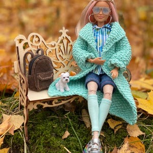 Knitted coat for 12 inch Poppy Parker, Fashion Royalty, Nu Face, Integrity Toys, Mizi JHD Fashion dolls and 1/6 scale dolls