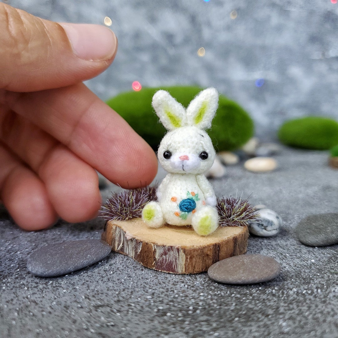 Custom Micro Crochet Bunny: Dollhouse Miniature Rabbit Figurine - Etsy