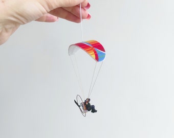 Paraglider with motor for decor, Felt minture Paramotor. Gift for paraglider, skydiver. Car and interior decor
