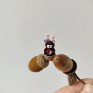 Custom tiny BEAR Dollhouse miniature tiny brown bear. Doll pet bear. Mini animal. Collectible figurine. Friend gift.