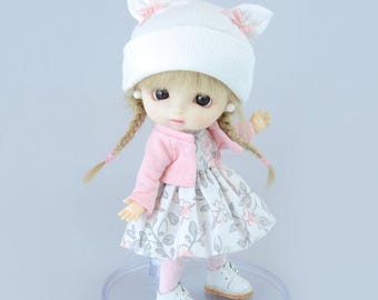 Outfit with dress for Ob11 Obitsu11 dolls (7 items)