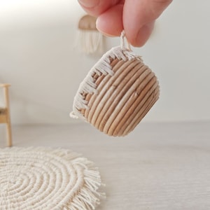 1:12 Puppenhaus Miniatur Korb, Miniatur handgemachte Aufbewahrungskorb. Interirior für Puppenhaus Diarama, rustikal einfachen Stil
