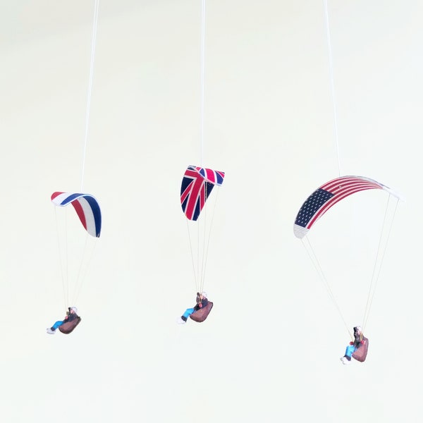 FLAGGE-Paraglider PG Filzminiatur, individuelles Geschenk für Gleitschirmflieger und Fallschirmspringer. Auto und Interior Dekor, Souvenir
