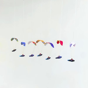 Felt miniature Paraglider PG (podharness-cocoon). Hanging ornament for car and interior decor. Gift for a paraglider. Custom wing.
